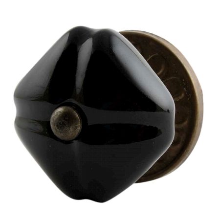 Solid Black Square Medium Ceramic Cabinet Knob